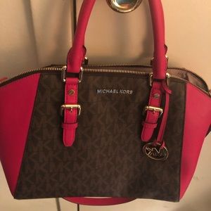 AUTHENTIC MK BROWN AND HOT PINK